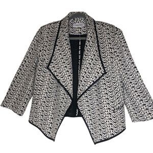 Calvin Klein White & Black Woven Open Front Jacket Career, Normcore,  Academia